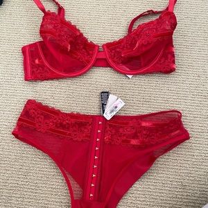 Red victoria secret lingerie set